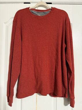 Women's Rust Waffle-Knit Long-Sleeve Crewneck Top